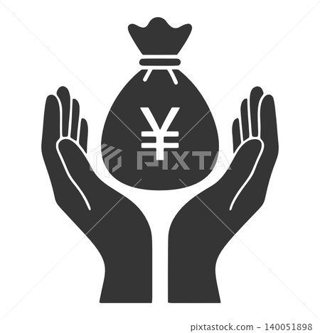 兩隻手保護鈔票(¥)的剪影圖標 兩隻手保護鈔票(¥)的剪影圖標 140051898