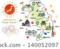 兵庫縣觀光景點手繪簡單線描圖 140052097