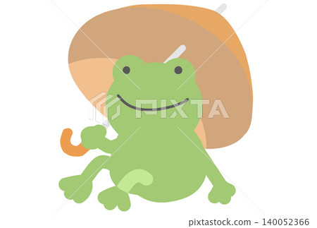 A frog sitting with an orange umbrella. A frog sitting with an orange umbrella. 140052366