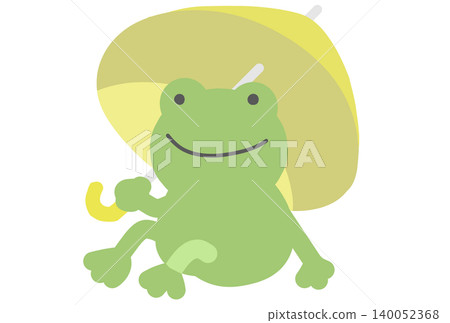 A frog sitting with a yellow umbrella A frog sitting with a yellow umbrella 140052368