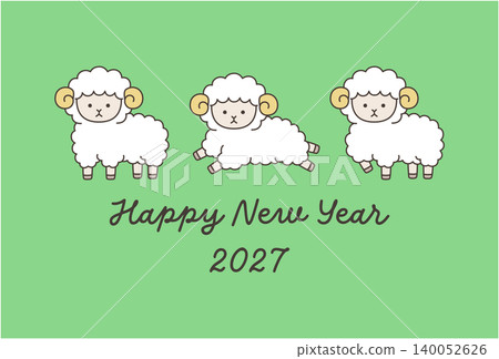 2027羊年新年賀卡模板。羊,可愛,幸運符,向量圖,羊 2027羊年新年賀卡模板。羊,可愛,幸運符,向量圖,羊 140052626