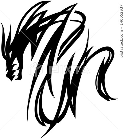 Cool tribal-style dragon illustration/mark material 140052937