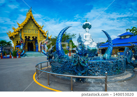 Wat Rong Sua Ten temple with blue sky background, Chiang Rai Province, Thailand, It's a popular destination and Landmark of Chiang Rai Wat Rong Sua Ten temple with blue sky background, Chiang Rai Province, Thailand, It's a popular destination and Landmark of Chiang Rai 140053020