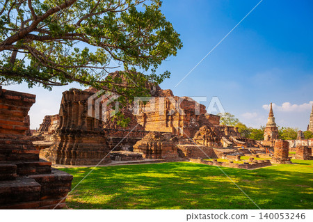 The ancient pagodas and castles of Wat Mahathat in the Ayutthaya Historical Park are important landmarks and tourist destinations located in Ayutthaya Province, Thailand. The ancient pagodas and castles of Wat Mahathat in the Ayutthaya Historical Park are important landmarks and tourist destinations located in Ayutthaya Province, Thailand. 140053246
