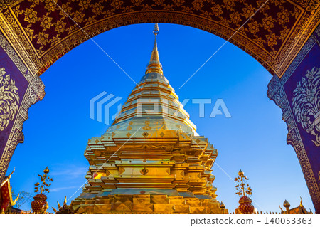 Wat Phra That Doi Suthep or golden temple is famous visiting place or landmark and attraction of Chiang Mai, Thailand. 140053363