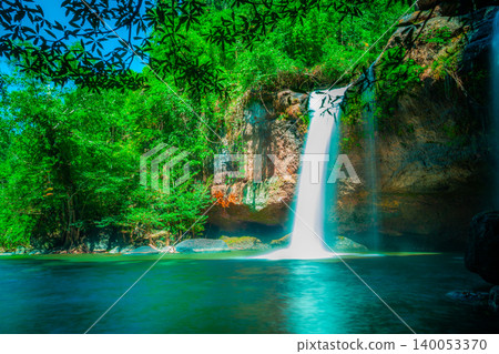 Amazing beautiful waterfalls in deep forest at Haew Suwat Waterfall in Khao Yai National Park, Thailand 140053370