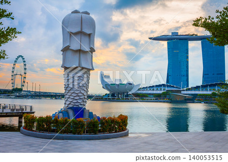 landmark viewpoint in Singapore featuring contemporary architecture in the morning. landmark viewpoint in Singapore featuring contemporary architecture in the morning. 140053515