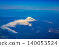 Mount Fuji seen from an airplane on a beautiful blue day with snow on the peak 140053524