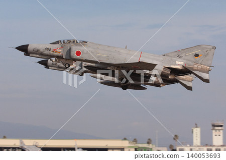 Japan Air Self-Defense Force F-4EJ Kai Phantom II fighter jets taking off in formation. Japan Air Self-Defense Force F-4EJ Kai Phantom II fighter jets taking off in formation. 140053693