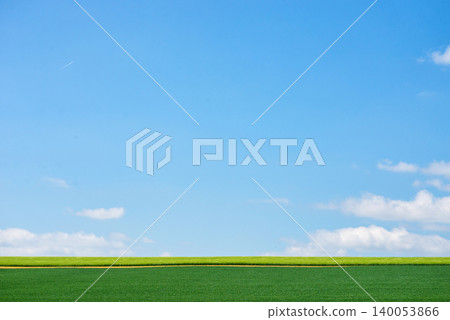 Blue Sky Horizon Over Green Field Blue Sky Horizon Over Green Field 140053866