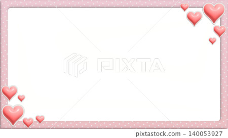 Puffy heart polka dot frame (pink) _16:9 Puffy heart polka dot frame (pink) _16:9 140053927