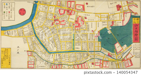 Old map "Edo Kiriezu" Rekisen Ushigome Kohinata map Old map "Edo Kiriezu" Rekisen Ushigome Kohinata map 140054347