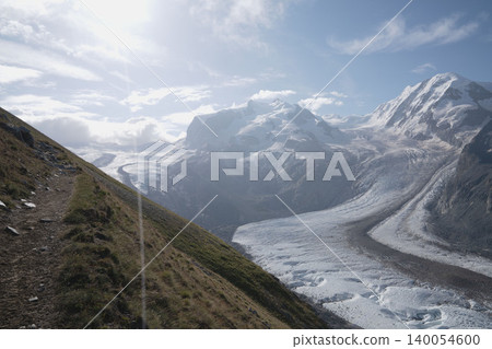 The Alpine meadows and mountain ranges around Zermatt, Switzerland, a breathtaking panoramic view of the Swiss highlands in mid-August. The Alpine meadows and mountain ranges around Zermatt, Switzerland, a breathtaking panoramic view of the Swiss highlands in mid-August. 140054600
