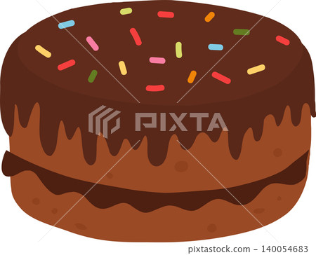 chocolate cake with chocolate frosting and colorful sprinkles for bakery birthday and party design chocolate cake with chocolate frosting and colorful sprinkles for bakery birthday and party design 140054683