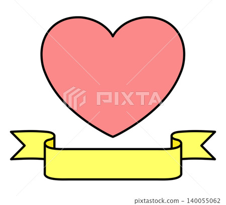 A red heart and a horizontal yellow ribbon A red heart and a horizontal yellow ribbon 140055062