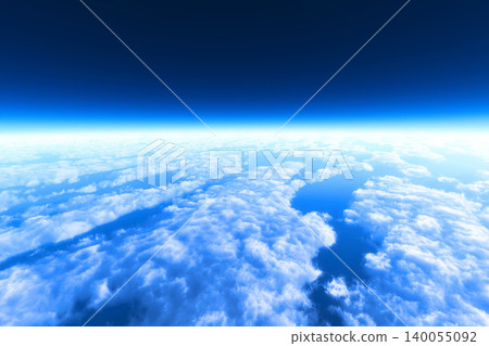 A breathtaking panoramic view of the sky, with blue skies and a sea of clouds stretching out above. A breathtaking panoramic view of the sky, with blue skies and a sea of clouds stretching out above. 140055092