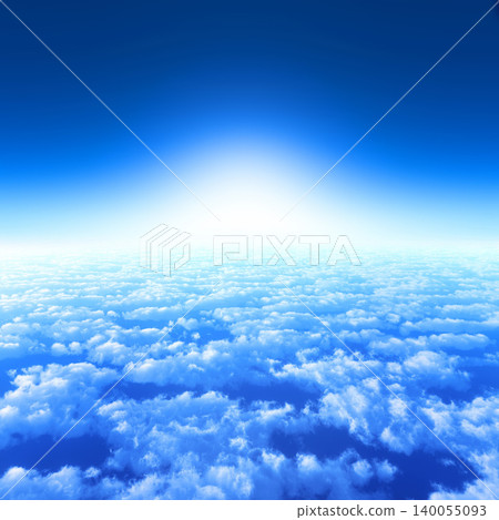 A breathtaking panoramic view of the sky, with blue skies and a sea of clouds stretching out above. A breathtaking panoramic view of the sky, with blue skies and a sea of clouds stretching out above. 140055093