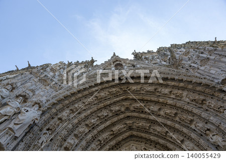 Sculptural figures on the facade of the Rouen Cathedral Sculptural figures on the facade of the Rouen Cathedral 140055429