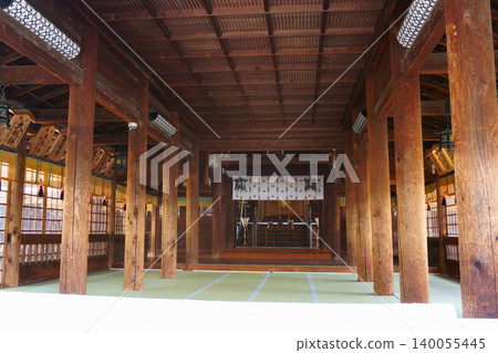 Konomiya Shrine, interior of the worship hall, a nationally important cultural property. Konomiya Shrine, interior of the worship hall, a nationally important cultural property. 140055445