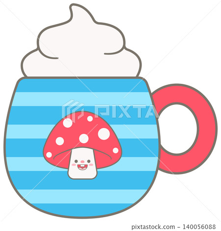 Cute Cartoon Drink Mug with Mushroom and Whipped Cream for Kids Camping 140056088