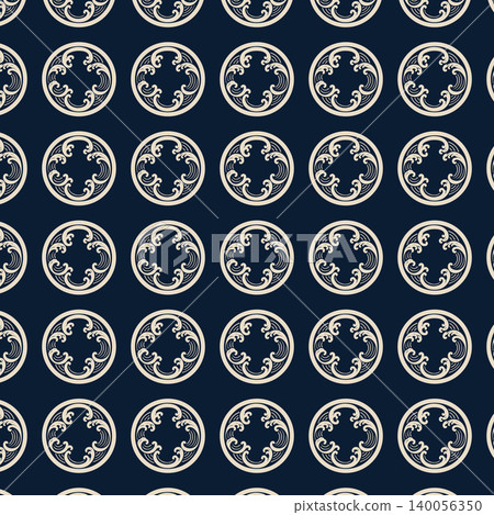 Indigo Japanese Wave Crest Seamless Pattern Background Indigo Japanese Wave Crest Seamless Pattern Background 140056350
