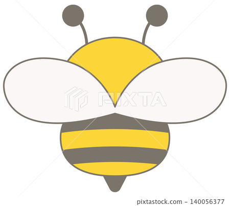 Cute Chubby Bee Character Back View Cartoon for Kids Nature Adventure 140056377