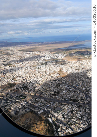 View of Tunis from an airplane in Tunisia View of Tunis from an airplane in Tunisia 140056536