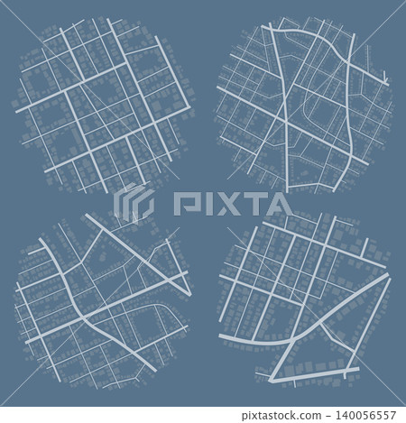 Set of Gps map navigation. View from above road map. Detailed view of city. Abstract background. Flat style, Vector, illustration isolated Set of Gps map navigation. View from above road map. Detailed view of city. Abstract background. Flat style, Vector, illustration isolated 140056557