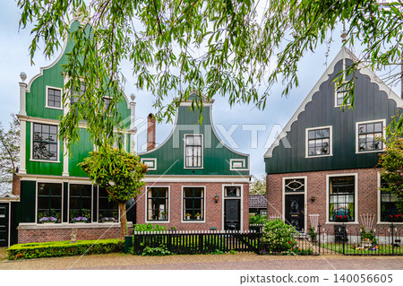 Traditional Dutch houses in Zaanse Schans, near Amsterdam, Netherlands. Traditional Dutch houses in Zaanse Schans, near Amsterdam, Netherlands. 140056605