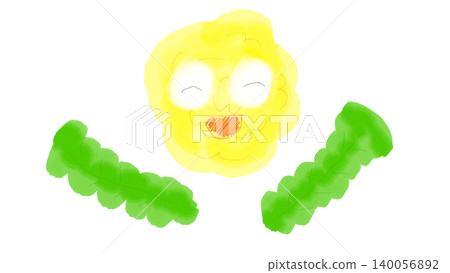 一幅色彩鮮豔的手繪蒲公英插圖 140056892
