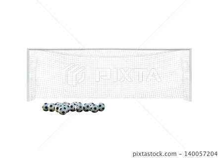 football goal and soccer balls isolated on white background football goal and soccer balls isolated on white background 140057204