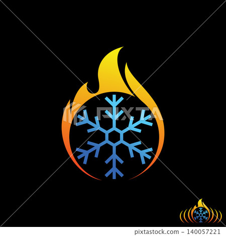 Hot fire flame and snow cold warm symbol blazing winter summer energy degree logo design graphic concept creative premium vector stock image top sell Hot fire flame and snow cold warm symbol blazing winter summer energy degree logo design graphic concept creative premium vector stock image top sell 140057221