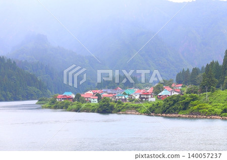 Fresh green Tadami Line and Oshi Village Fresh green Tadami Line and Oshi Village 140057237