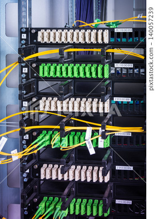Fiber Optic cables connected to an optic ports Fiber Optic cables connected to an optic ports 140057239