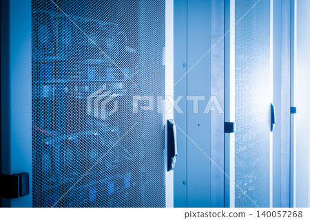 Server room with racks in internet data center Server room with racks in internet data center 140057268