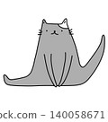 hand drawn illustration of a happy grey cat 140058671