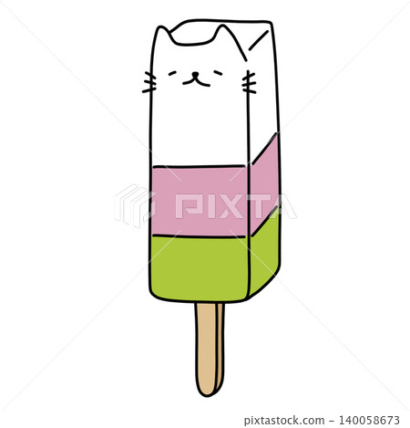 hand drawn illustration of a cute white cat popsicle hand drawn illustration of a cute white cat popsicle 140058673