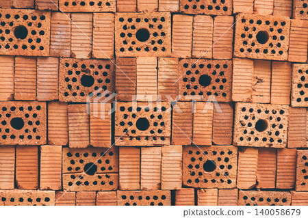 Stacked Red Bricks Background 140058679