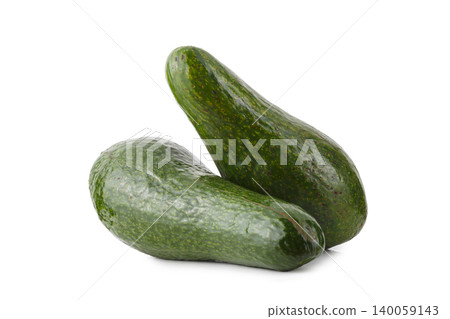Choquette avocado is a long, green-skinned variety. Smooth Skin, glossy green, Flesh Yellow, and soft, isolated on a white background Choquette avocado is a long, green-skinned variety. Smooth Skin, glossy green, Flesh Yellow, and soft, isolated on a white background 140059143