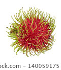 Fresh rambutan fruit with vibrant red skin isolated on a white background 140059175