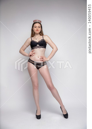 Young nice brunette dressed in lingerie Young nice brunette dressed in lingerie 140059455