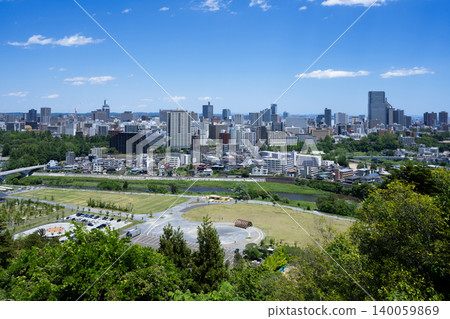從青葉城遺址的仙台市 從青葉城遺址的仙台市 140059869