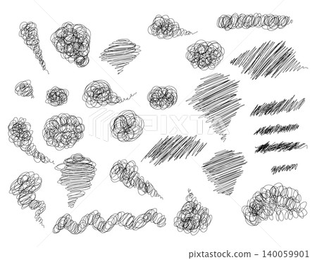 A set of hand-drawn swirling lines: monochrome, thin lines. A set of hand-drawn swirling lines: monochrome, thin lines. 140059901