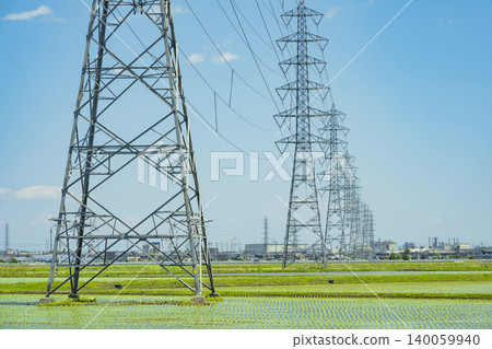 Tower High-voltage tower Power line Tower High-voltage tower Power line 140059940
