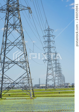 Tower High-voltage tower Power line Tower High-voltage tower Power line 140059941