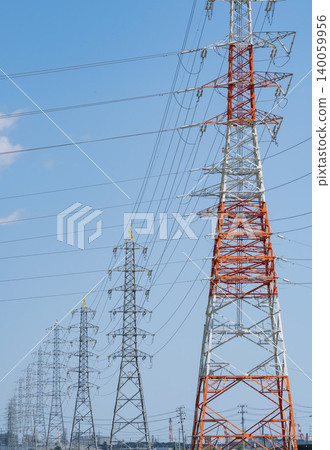 Tower High-voltage tower Power line Tower High-voltage tower Power line 140059956