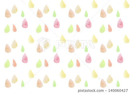 水彩水滴圖案，紅色、黃色和綠色，彩色背景 140060427