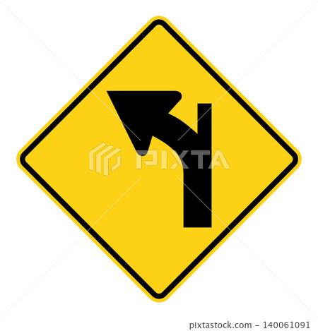 American road sign: Intersection within a curve American road sign: Intersection within a curve 140061091
