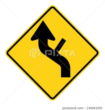 American road sign: Intersection within a curve American road sign: Intersection within a curve 140061095