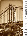 Damaged retro photo of of the Manhattan Bridge in New York City. 140061491